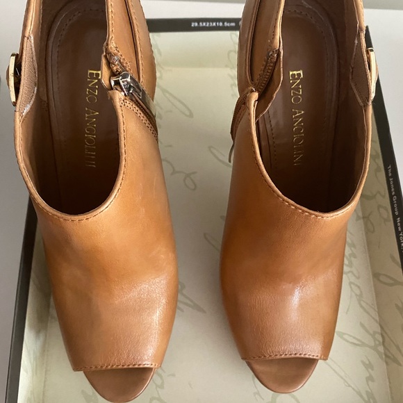 camel open toe booties